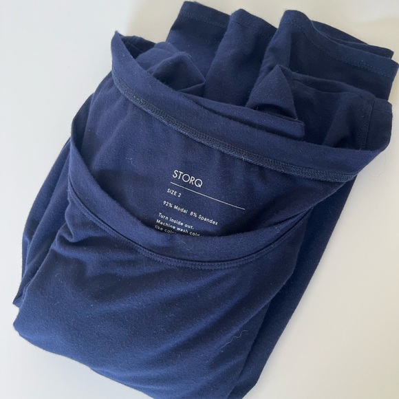 Storq Navy Blue Midi Maternity Dress Spandex Short Sleeve Dress Casual - Picture 3 of 6